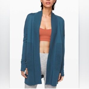 lululemon athletica Teal Open-Front Marino wool
 Cardigan